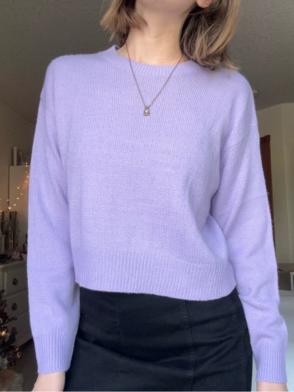 h&m light purple lilac crewneck sweater